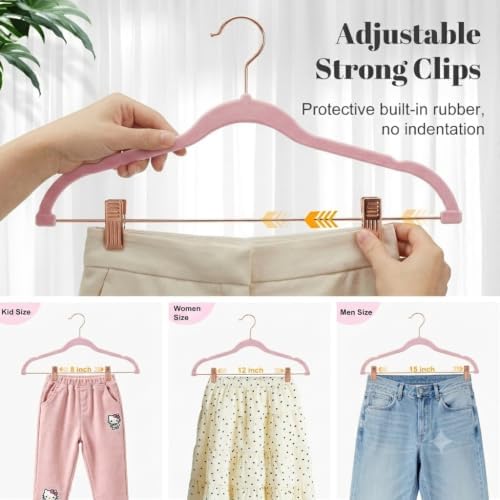 HOUSE DAY Pants Hangers with Clips 24 Pack, with Rose Gold Hook and Clips