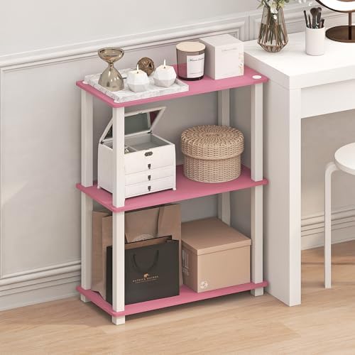 Furinno TURN-S-TUBE Storage Shelves, 3-Tier Book Shelf, Corner Shelf, Toolless Open Shelves, for Organization and Storag