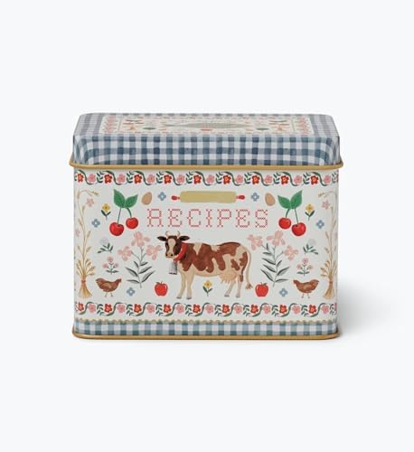 RIFLE PAPER CO. Home Sweet Home Recipe Tin, Holds Up To 200 Recipe Cards