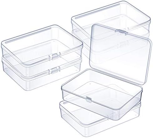 Jetec 6 Pieces Small Clear Plastic Storage Box, 4.5 x 3.3 x 1.2 Inch