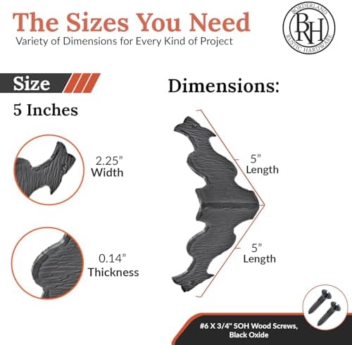 4 Pack - 5" Metal Corner Bracket for Furniture - Black - Handmade Decorative Corner Braces - Rustic Metal Corner Bracket