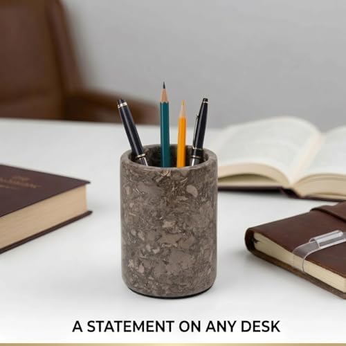 Radicaln Marble Pen Holder For Desk 4" Inches Oceanic Handmade Marble Toothbrush Holder & Pen Holder For Home Decor, Ideal Pencil Holder For Desk Organizer