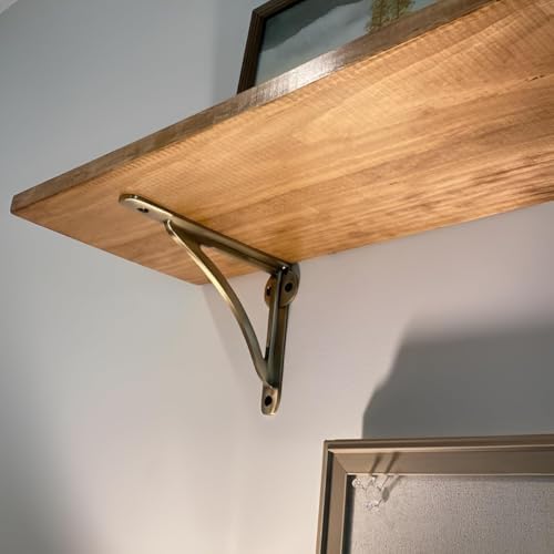 STYLENT Decor Decorative Brass Shelf Bracket, Heavy Duty and Antique Shelf Bracket for Shelving Modern L Shaped Design (