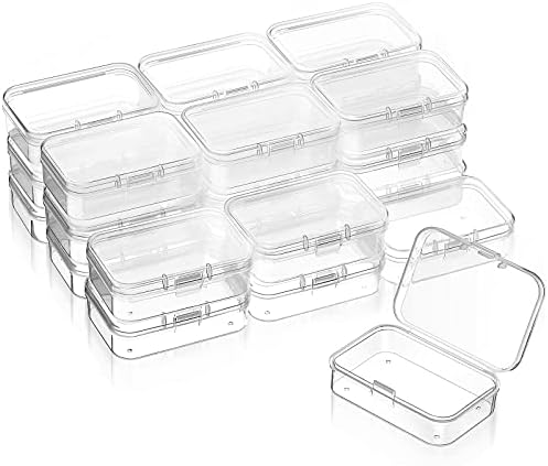 SATINIOR 24 Pcs Small Clear Plastic Container Box, 2.5 x 1.7 x 0.8 in