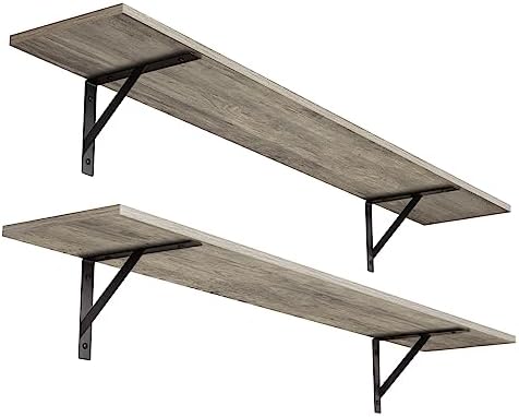 DINZI LVJ Long Wall Shelves, 47.3Inch Wooden Floating Shelves with Brackets