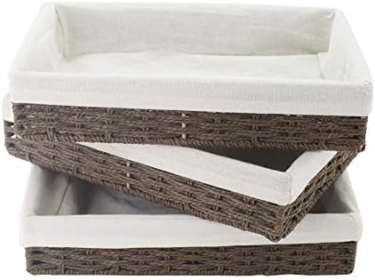 3Pcs Paper Rope Woven Storage Baskets, Delicate Storage Box for Shelves/Bathroom/Kitchen/Living Room/Office Desk/Bedroom
