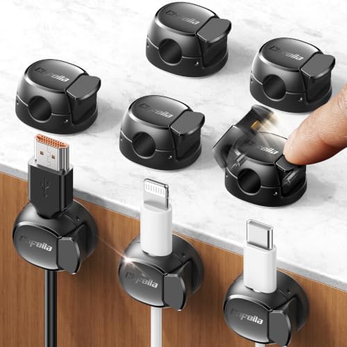 Chfeila 8-Pack Cable Clips, Quick-Lock Cord Organizer Black