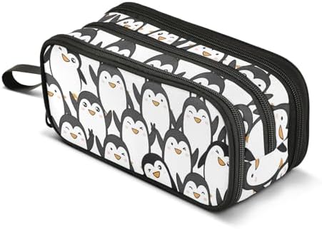 Cute Penguin Pencil Case Box Boys Girls Large Pencil Pouch with Zipper Compartments Big Capacity Stationery Pen Bag Organizer for Kids Teens Adults School