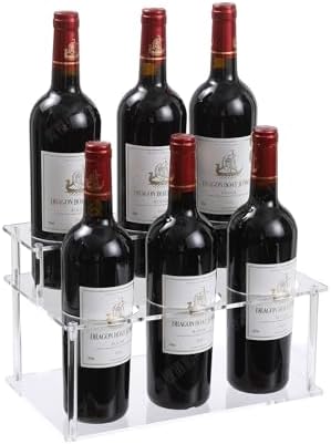 IEEK Coffee Syrup Rack Organizer 2-Tier 6 Syrup Bottles Holder Stand for Coffee Bar,Clear Acrylic Bottle Storage Shelf W