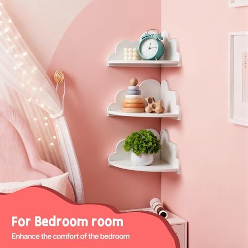 Cloud Corner Floating Shelves Set 3 Wall Mounted for Kid's Room