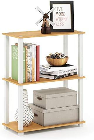 Furinno TURN-S-TUBE Storage Shelves, 3-Tier Book Shelf, Corner Shelf, Toolless Open Shelves, for Organization and Storag