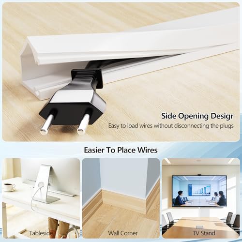39" Cord Hider for Wall, Silicone Cable Raceway to Hide TV for 2-3 Cord