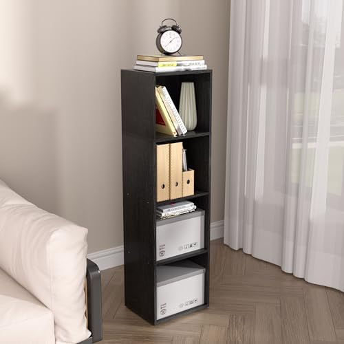 Wooden 4 Cube Storage Organizer, 4 Tier Storage Cubes Storage Display Cubby,Freestanding DIY Closet Shelving Unit for Li
