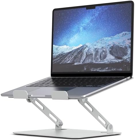 SOUNDANCE Laptop Stand, Heavy Metal Base, Adjustable, 10-15.6", Silver