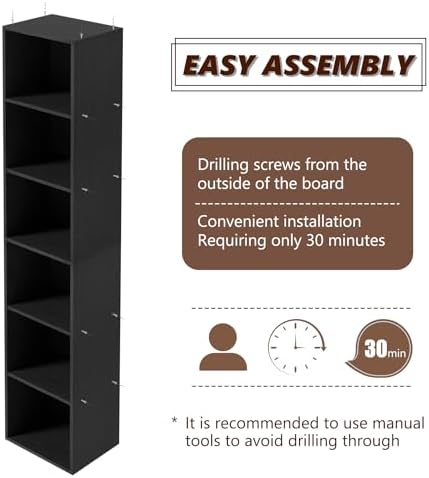 6-Tier Wooden Cube Storage Organizer, 62 Inch Tall Bookcase & Display Shelf with 6 Open Cubes, Freestanding DIY Closet S