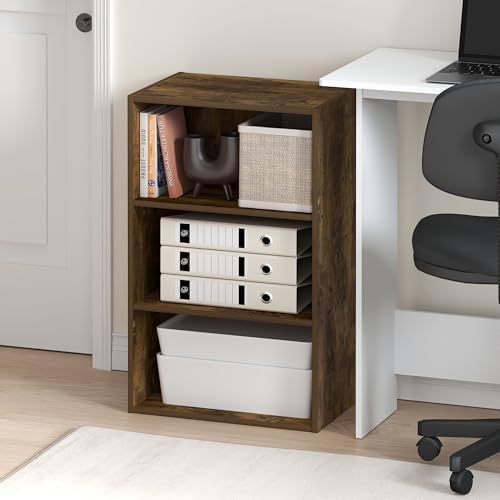 Furinno Basic Book Shelf, 3-Tier Bookshelf, Storage Organizer Bookcase with Open Shelf, 11 x 17 x 26, for Living Room, B