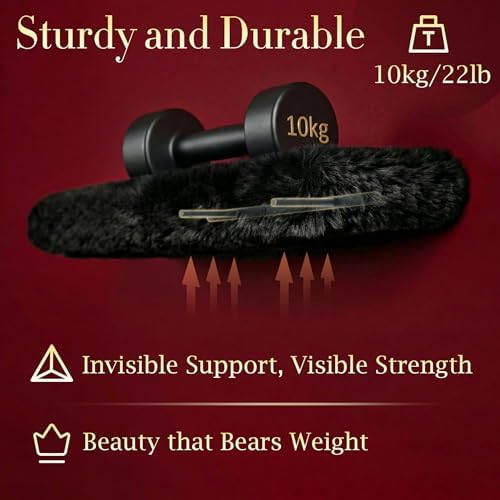 YMVV Black Furry Floating Shelves for Wall,2 Pack Wood Shelf with Plush Soft Shag Cover, Wall Mounted Shelves for Bedroo