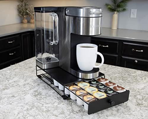 Nifty Solutions Capacity Nifty Rolling Mini Black Finish, Compatible with K-Cups, 24 Pod Pack Holder, Compact Under Coff