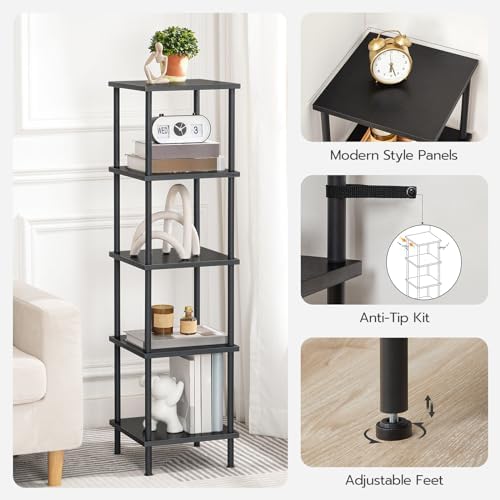 HOOBRO 5-Tier Corner Shelf Stand, Corner Square Rack Display Shelf, Tall Storage Rack Plant Stand, Corner Bookcase for S