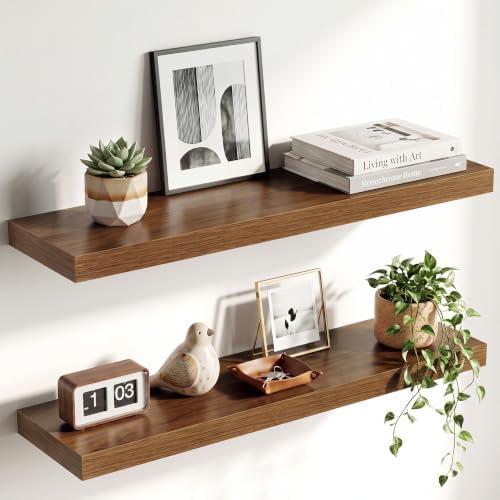 30 Inch Floating Shelves for Wall 2 Pack, Wood Wall Bathroom Shelves