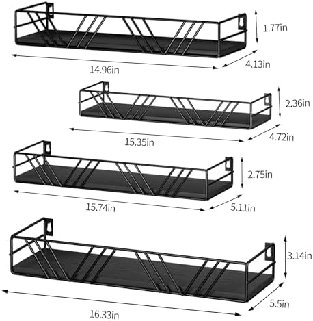 Amaoot Floating Shelves for Wall Set of 4, Wall Shelf Wood Floating Shelf