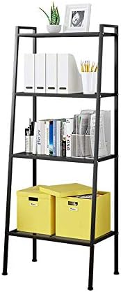 soges Industrial Ladder Shelf Bookcase 4-Tier Bookshelf Storage Rack Shelves Free Standing Metal Display Shelf Plant Flo