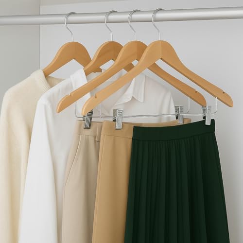 US TECH Heavy Duty Plastic Hangers with Adjustable Clips 10 Pack | Non Slip, Slim Design with Anti Rust Hook | Thin Hang