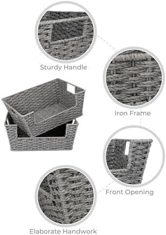 StorageWorks Pantry Baskets for Organizing, Woven Baskets, Round Paper Rope