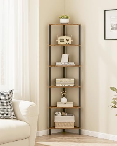 TUTOTAK Corner Shelf, 6-Tier Corner Bookshelf for Small Space