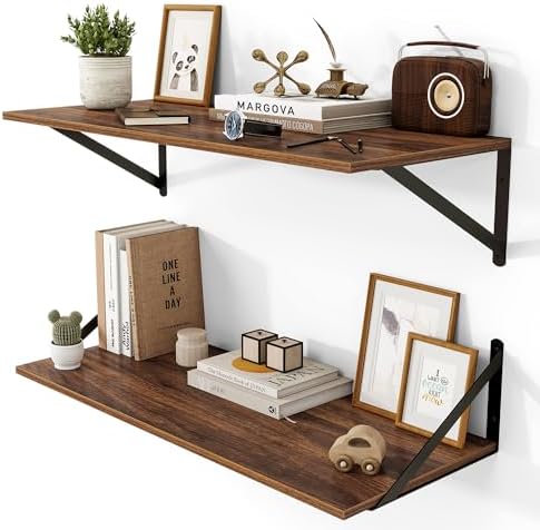 Heimlove 28W x 12D Deep Floating Shelves Set of 2 Walnut