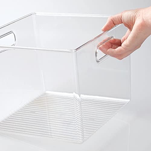 mDesign Plastic Modern Kitchen, Pantry Food Storage Container Bin w/ Handles - Cabinet, Fridge/Freezer, Countertop Organ
