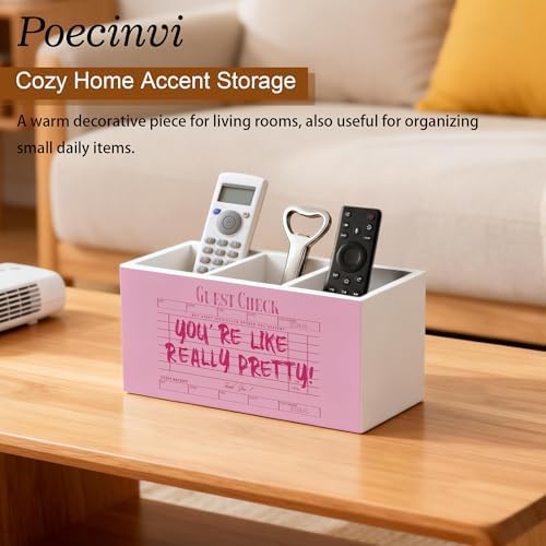 Trendy Retro Pink Pen Holder for Home Office Desk, Pink Girly Office Decor, You're Like Really Pretty Guest Check Wooden Box Sign Pencil Holder for Desk Shelf Organizer