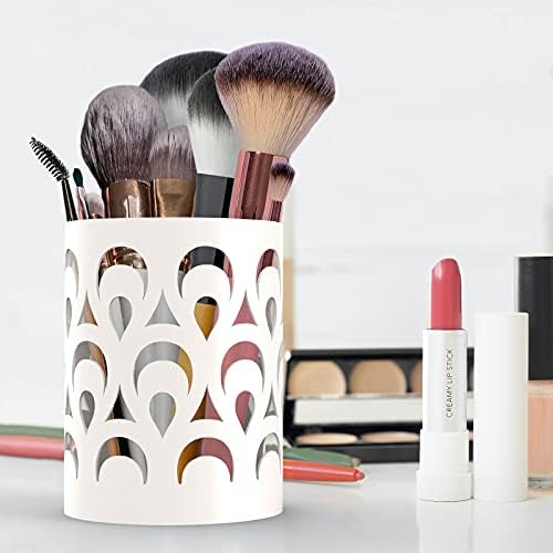 Mango Steam Metal Pen Holder, Stand for Desk - Pencil Cup Organizer for Office, Classroom, Home (Peacock, White)