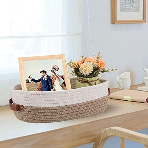 2 Pack Cotton Rope Bathroom Decor Basket,Toilet Paper Holder Basket,Farmhouse Home Decor Organizing Baskets 13"x5.9"x4" 