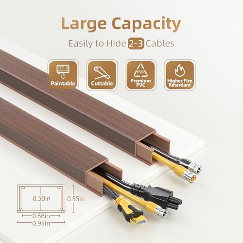 Delamu Cord Hider, 85in Cord Covers for 2-3 Wires on Wall, Self-Adhesive Cable Hider, PVC Wire Hiders Wire Covers for TV