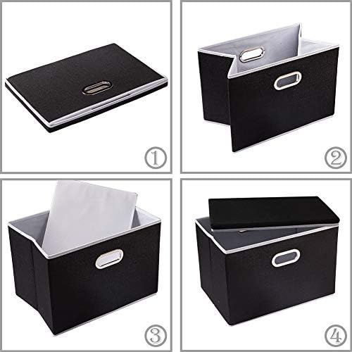 PRANDOM Extra Large Collapsible Storage Bins with Lids [3-Pack] Linen Fabric Foldable Storage Baskets Boxes Organizer Co