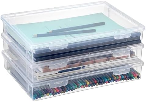 BTSKY Clear Plastic Storage Box with Flap Lid, Multipurpose Craft Organizers and Storage Box Art Supply Storage Organize