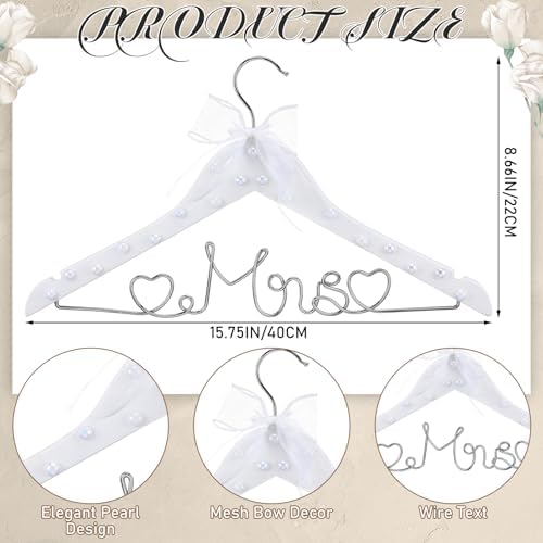 Honeydak Wood Bridal Hanger for Wedding Dress,White,Pearl
