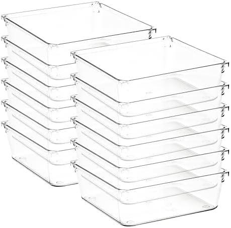 12 Pack Drawer Organizers, 6"X 6" Clear Acrylic Storage Bins
