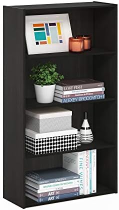 Furinno PASIR Book Shelf, 4-Tier Bookshelf, Bookcase with Open Shelf, 9.4 x 23.6 x 41.7, for Living Room, Bedroom, Home 
