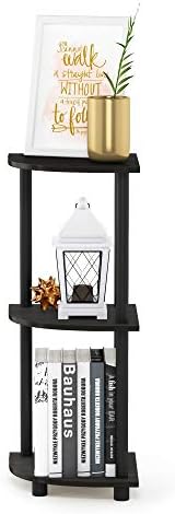 Furinno TURN-N-TUBE Corner Shelf, 3-Tier Corner Bookshelf, Display Storage Shelves with Open Shelves, for Organization a