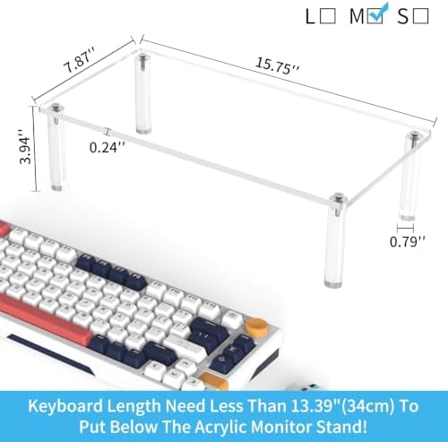 Acrylic Monitor Stand Riser 16X7.8 Clear Computer Stand Riser