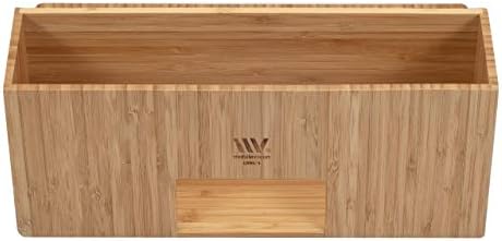 MobileVision Bamboo Make Up Organizer & Cosmetic Holder, Storage on Vanity Counter or Bathroom, Multiple Compartments