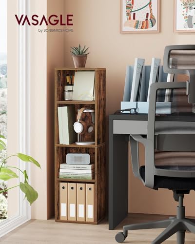 VASAGLE Bookshelf, 4-Tier Bookcase, 11.8 x 9.4 x 41.7 Inches