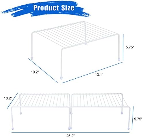 SIBAO Set of 6 Kitchen Cabinet Storage Shelf Rack - (13.1 x 10.2 Inch) /Plastic Feet - Steel Metal - Rust Resistant Fini