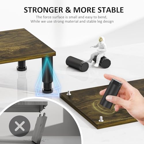 AX WABER Dual Monitor Stand Riser, Monitor Stand with Adjustable Length and Angle, Wood Monitor Stand for Desk, Monitor 