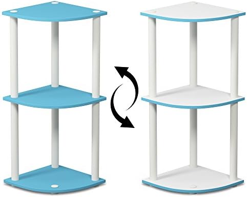 Furinno TURN-N-TUBE Corner Shelf, 3-Tier Corner Bookshelf, Display Storage Shelves with Open Shelves, for Organization a