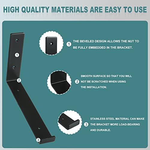 HEART ART Black Shelf Bracket 10 Inch, Shelf Brackets Heavy Duty,L Brackets for Shelves,Floating Shelf Bracket 8 Pack,9.