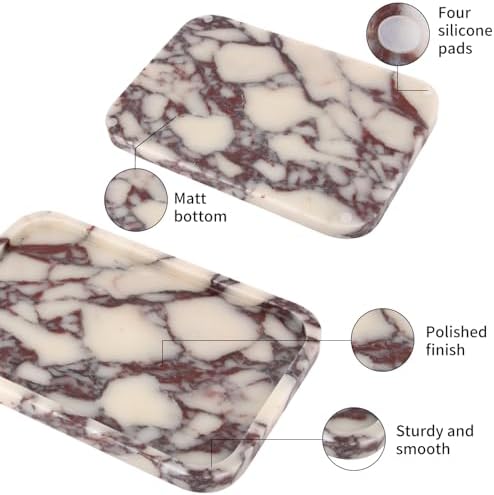 Marble Bathroom Vanity Decorative Tray, Calacatta Viola, 12 * 8 * 0.8