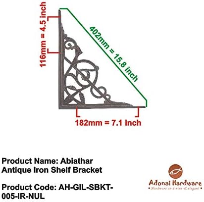 Adonai Hardware Abiathar Natural Raw Antique Iron Shelf Bracket (Supplied as 2 Pieces per Pack) - Natural Unlacquered